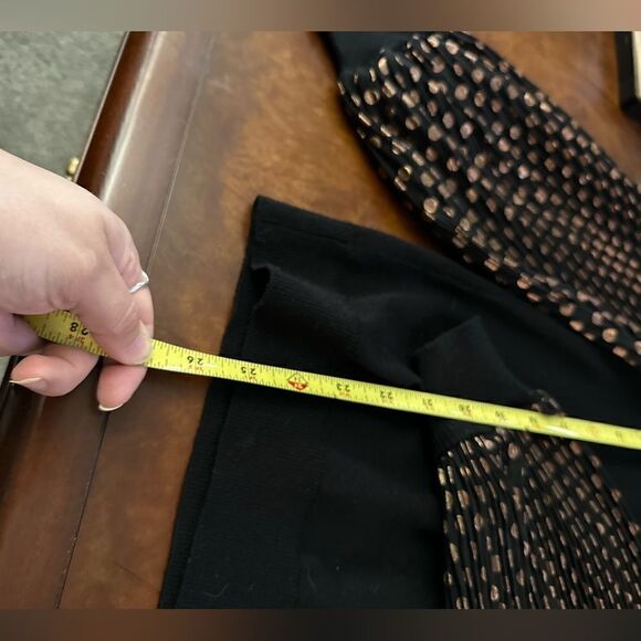 Adrianna Papell Crewneck Sweater Shear Sleeves Gold Polka Dots Size S - Picture 15 of 16